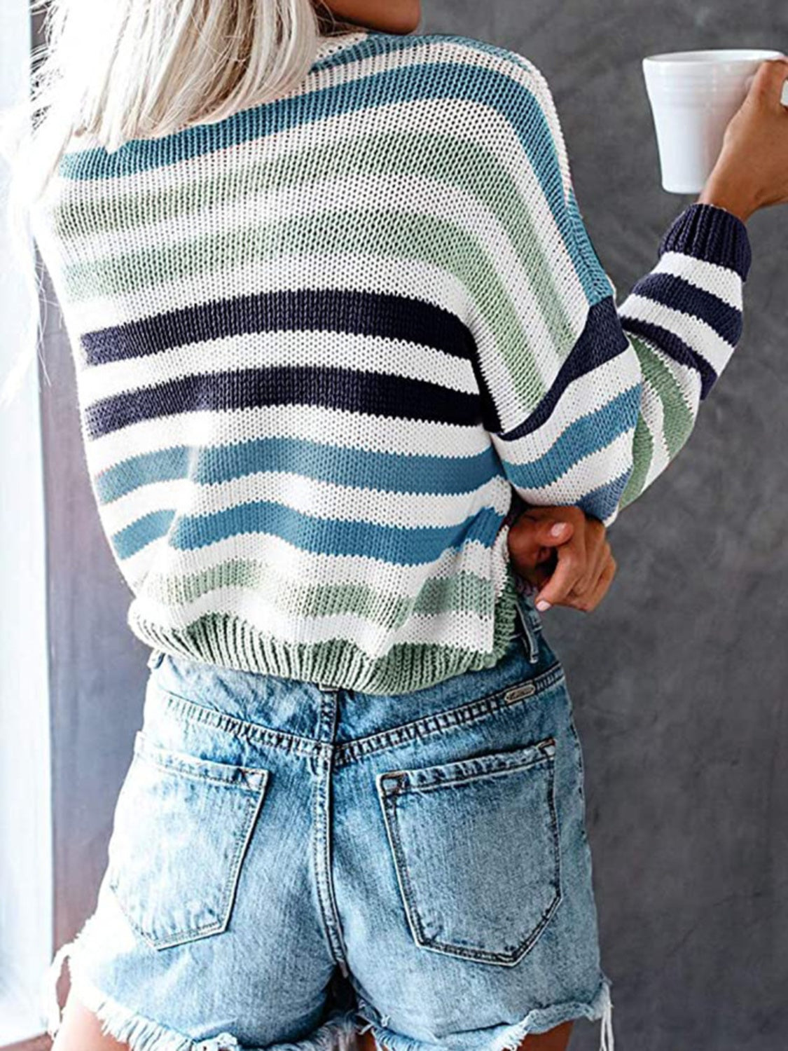 Striped Round Neck Knit Top