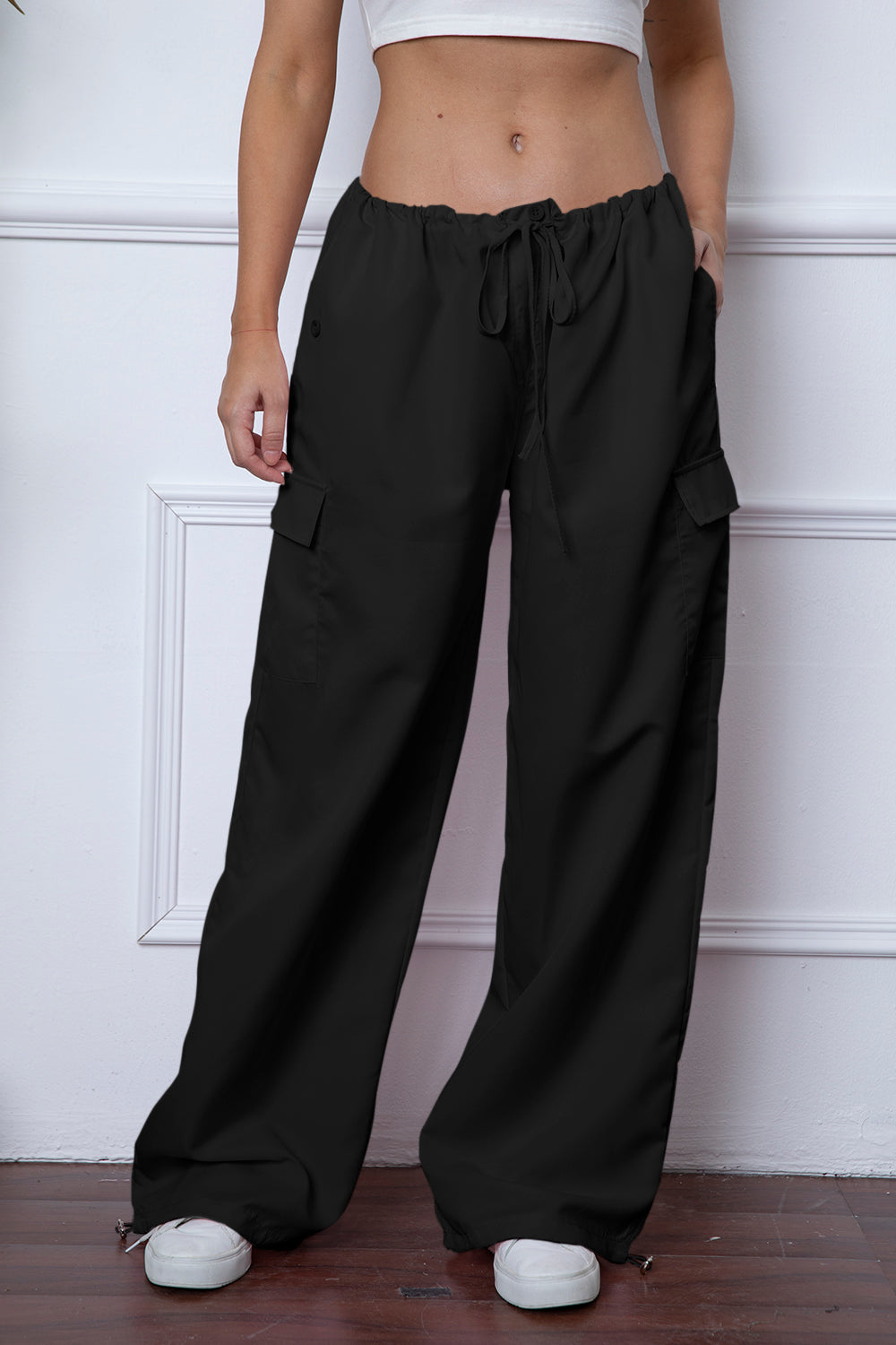 Drawstring Waist Pants with Pockets