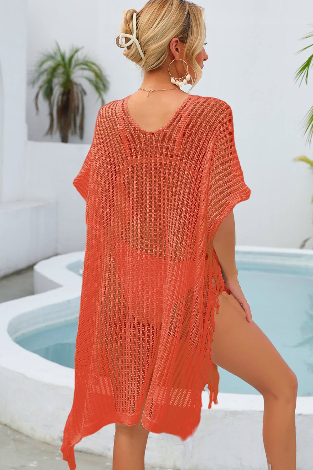 Fringe Trim Openwork Cover Up