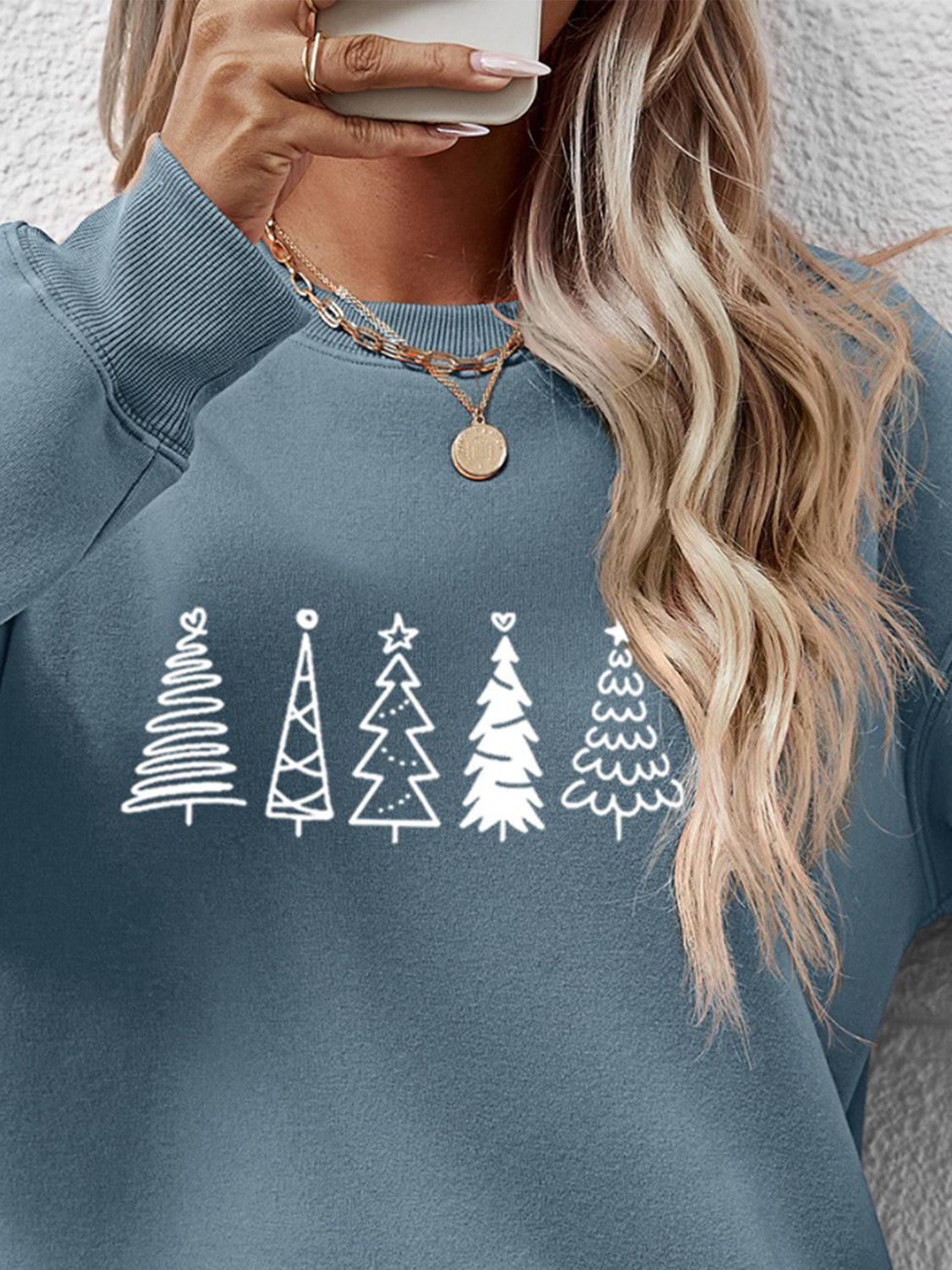 Christmas Tree Graphic Drop Shoulder Sweatshirt